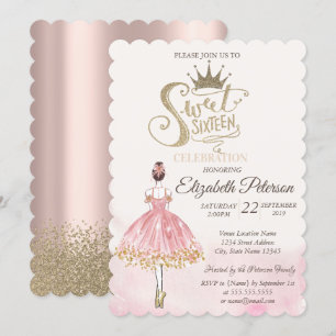 Invitation Ballerine chic, Diadème, Diamants Rose Gold Douce 