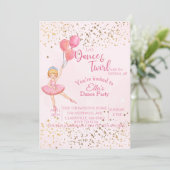 Invitation Ballerine danse aquarelle rose anniversaire (Debout devant)
