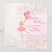 Invitation Ballerine danse rose aquarelle anniversaire  (Devant / Derrière)