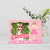 Invitation Ballerine mignonne, fête d'anniversaire rose de (Debout devant)