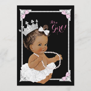 Invitation Ballerine Tutu Blanc Perle Rose Baby Shower