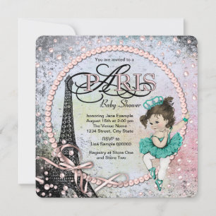 Invitation Ballerine Vintage Paris Baby Shower