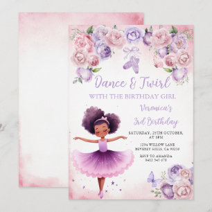 Invitation Ballerine Violette 3ème Anniversaire