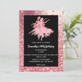 Invitation Ballerines dansant rose or scintillant beau (Debout devant)