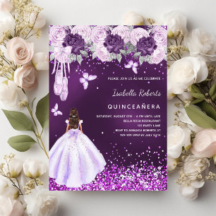 Invitation Ballerines de la Quinceanera pourpre