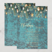 Invitation Balles de Noël, Étoiles Fête d'entreprise (Devant / Derrière)