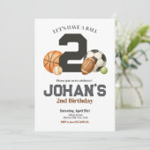 Invitation Balles de sport Enfants 2e fête d'anniversaire (Debout devant)