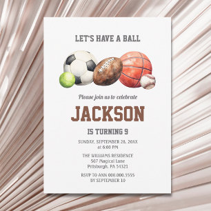 Invitation Balles de sport Faisons un bal Tous les sports