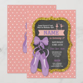 Invitation Ballet Anniversaire Fête Ballerina Parties scintil (Devant / Derrière)