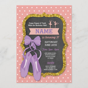 Invitation Ballet Anniversaire Fête Ballerina Parties scintil