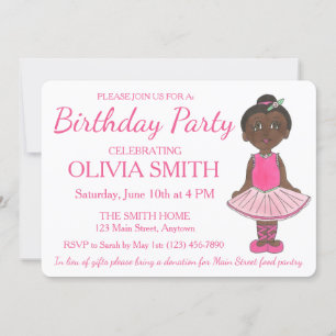 Invitation Ballet Ballerina Tutu Danse Thématique Anniversair