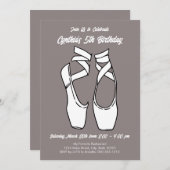 Invitation Ballet blanc minimaliste fête d'anniversaire (Devant / Derrière)