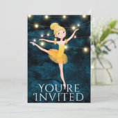 Invitation Ballet Bleu et Jaune Ballerina Anniversaire (Debout devant)