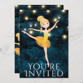Invitation Ballet Bleu et Jaune Ballerina Anniversaire (Devant / Derrière)