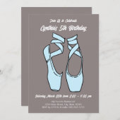 Invitation Ballet bleu minimaliste fête d'anniversaire (Devant / Derrière)