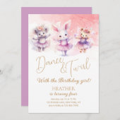 Invitation Ballet Bunny Danse Anniversaire (Devant / Derrière)