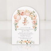Invitation Ballet Bunny Peach Floral Arch Birthday