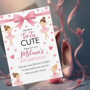 Invitation Ballet Cute Girls' Pastel Ballerina Anniversaire