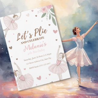 Invitation Ballet Cute Girls' Pastel Ballerina Anniversaire