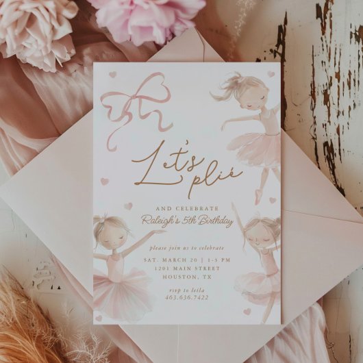 Invitation Ballet Cute Girls' Pastel Ballerina Anniversaire