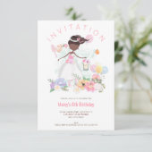 Invitation Ballet Dancer Rose Floral Fille 6e fête d'annivers (Debout devant)