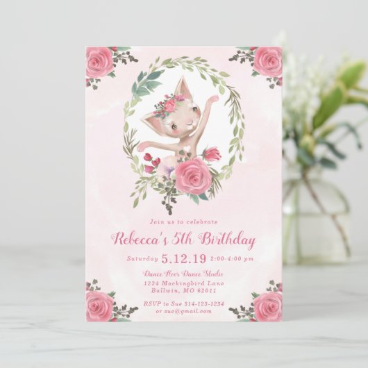 Invitation Ballet Dancing Kitten Fête d'anniversaire (Debout devant)