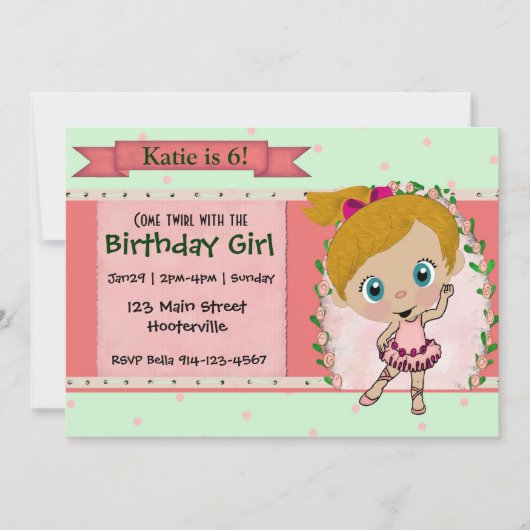 Invitation Ballet ou soirée dansante blond (Devant)