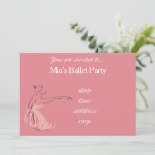 Invitation Ballet Party pour filles ballerine rose (Debout devant)