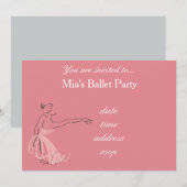 Invitation Ballet Party pour filles ballerine rose (Devant / Derrière)