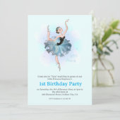 Invitation Ballet Princess 1st Birthday Pastel Illustration (Debout devant)