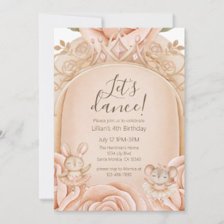 Invitation Ballet Princess Girls Fourth Birthday