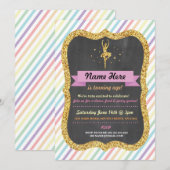 Invitation Ballet Rainbow Tutu Gold Parties scintillant Anniv (Devant / Derrière)