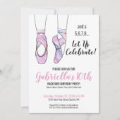 Invitation Ballet rose fête d'anniversaire (Devant)
