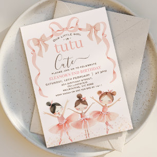 Invitation Ballet Rose Girls Tutu Ballerina 2e anniversaire
