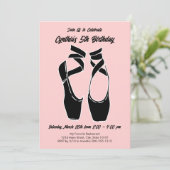 Invitation Ballet rose minimaliste fête d'anniversaire (Debout devant)