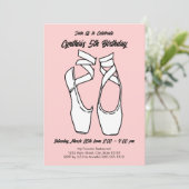 Invitation Ballet rose minimaliste fête d'anniversaire (Debout devant)