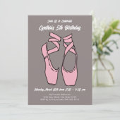 Invitation Ballet rose minimaliste fête d'anniversaire (Debout devant)