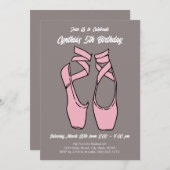 Invitation Ballet rose minimaliste fête d'anniversaire (Devant / Derrière)