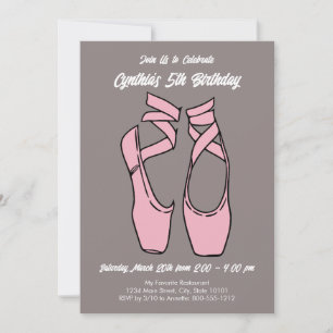 Invitation Ballet rose minimaliste fête d'anniversaire