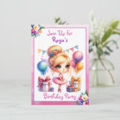 Invitation Ballet Thématique Fête d'anniversaire de la fille (Debout devant)