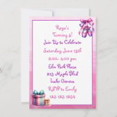 Invitation Ballet Thématique Fête d'anniversaire de la fille (Dos)