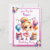Invitation Ballet Thématique Fête d'anniversaire de la fille (Devant)