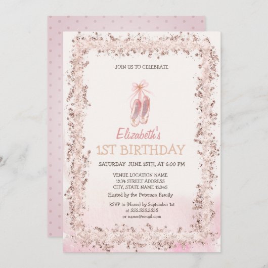 Invitation Ballet Toe Chaussures Parties scintillant Cadre An (Devant / Derrière)