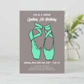 Invitation Ballet vert minimaliste fête d'anniversaire (Debout devant)