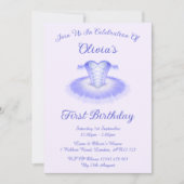 Invitation Ballet violet Anniversaire Tutu Watercolor Invitat (Devant)