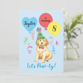 Invitation Ballets de fête d'anniversaire Golden Retriever (Debout devant)