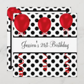 Invitation Ballets rouges à points noirs et blancs de la fête (Devant / Derrière)