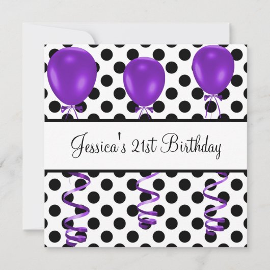 Invitation Ballets violets aux points noirs et blancs de la f (Devant)
