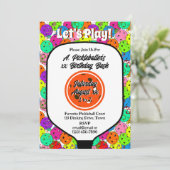 Invitation Balloirs de la fête de Pickleball Confetti Orange (Debout devant)