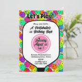 Invitation Balloirs de la fête de Pickleball Confetti Pink Ph (Debout devant)